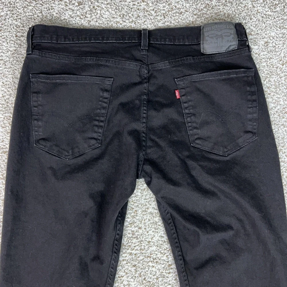 Levis 502 Jeans Mens 36x34 Black Slim Straight Denim Dark Wash Basic Casual